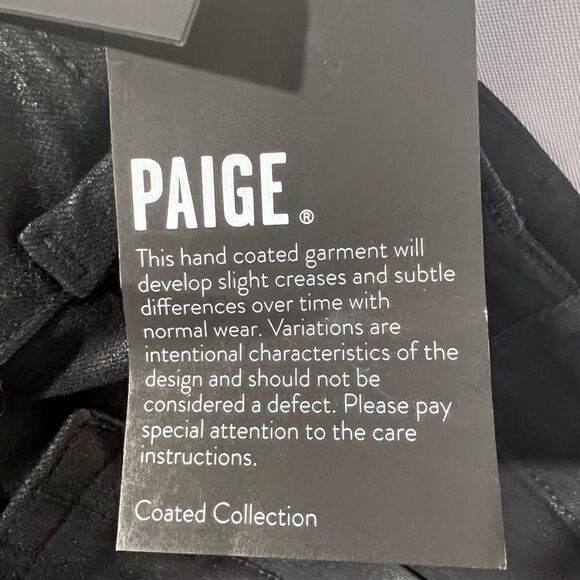 PAIGE MAISLEY JOGGER IN BLACK FOG LUXE COATING NWT SIZE 34 - Picture 10 of 11